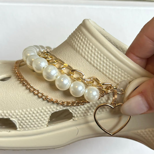 Chaine perle blanche et or